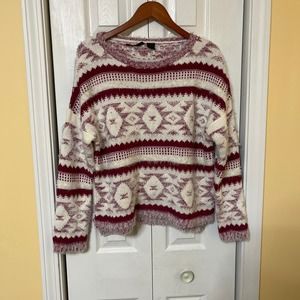 Heart-n-Crush Fuzzy Eyelash Sweater Boho Tribal XL